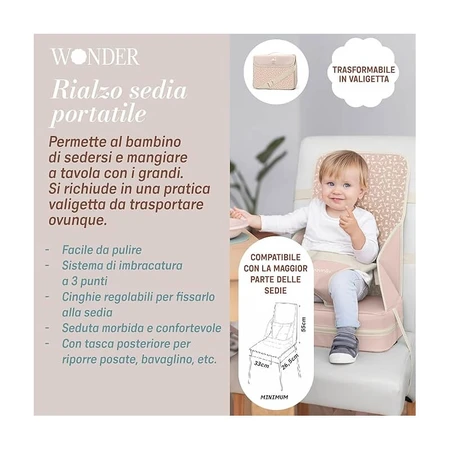 Suavinex Wonder - Asiento elevador portátil y plegable para niños de 6 a 36 meses, rosa