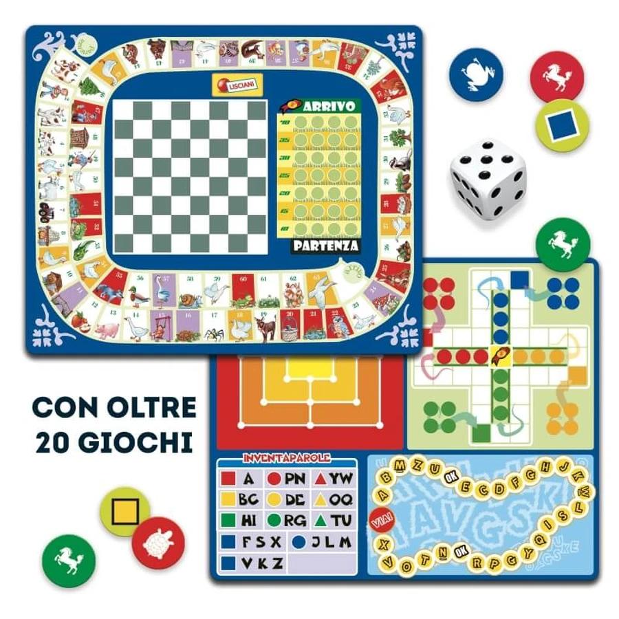 Lisciani Playroom Game Set — over 20 games and 12 board games for children ages 6 and up