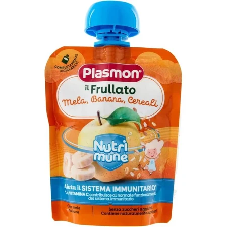 Plasmon Smoothie - Apple, Banana, and Cereal Snack, 85 g