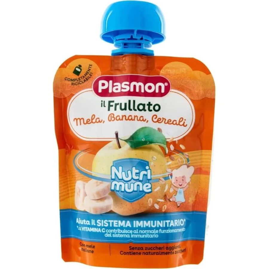 Plasmon Smoothie - Apple, Banana, and Cereal Snack, 85 g