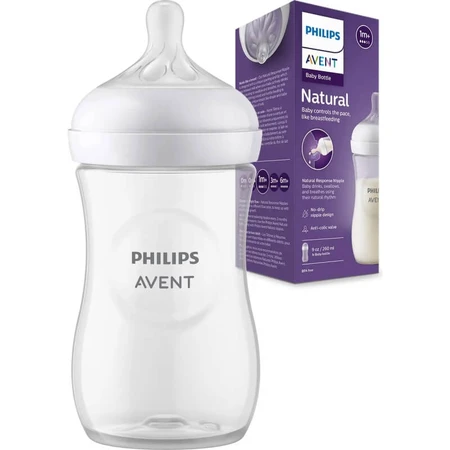 Avent Natural Response - 260 ml bottle, flow rate 3 - clear