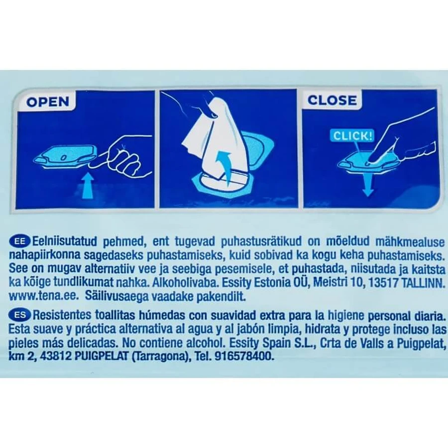 Lingettes humides Tena 3-en-1 - 48 lingettes humides