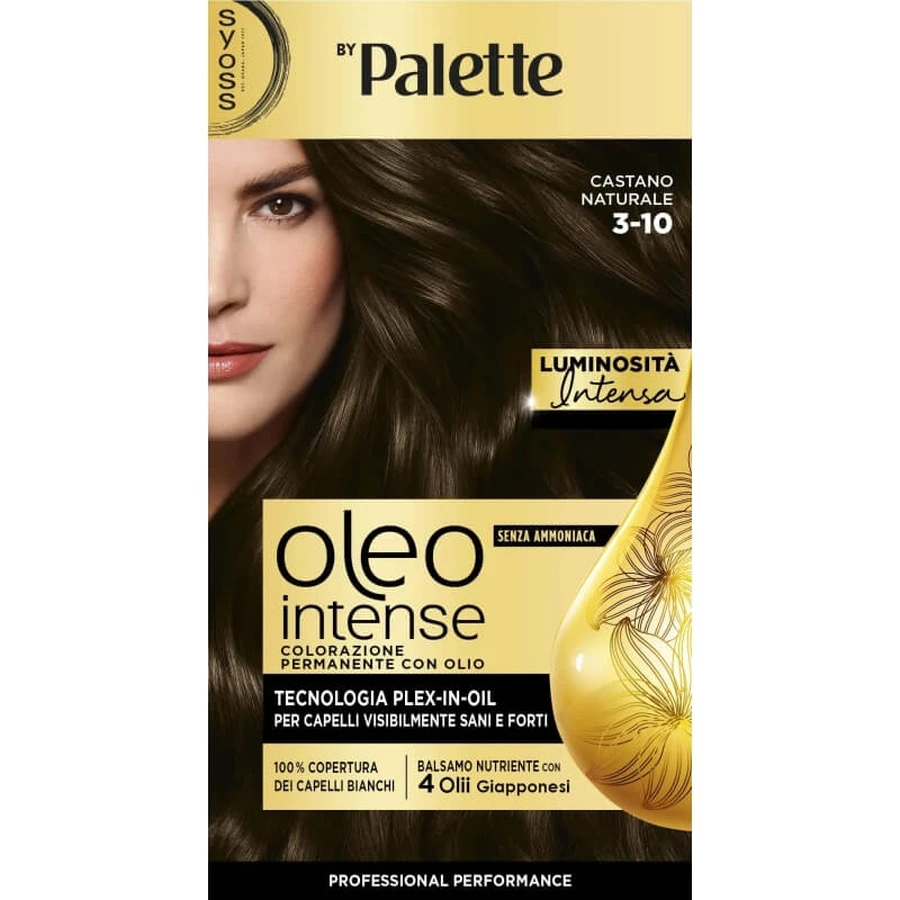 Tinte para el pelo Syoss Oleo Intense - Tinte permanente n.º 3-10, castaño natural