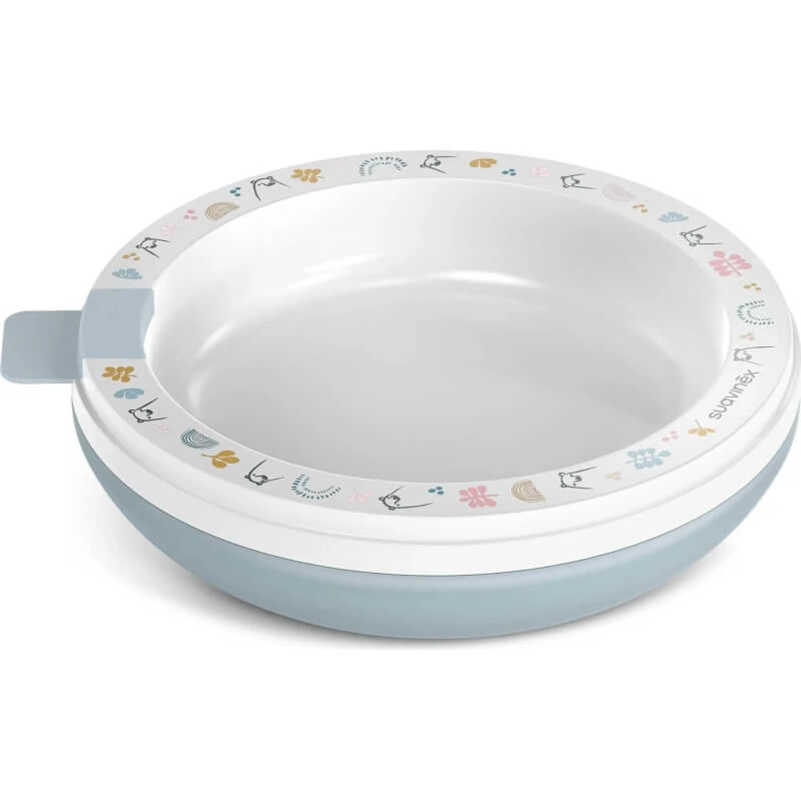 Suavinex Warmessen-Set – Isolierter Teller + Silikonlöffel + Becher mit Henkeln – Hellblau
