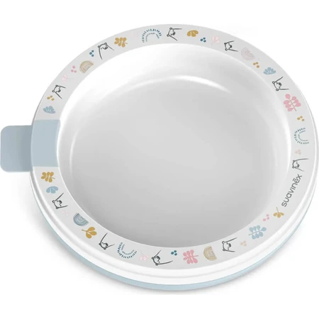 Suavinex Warmessen-Set – Isolierter Teller + Silikonlöffel + Becher mit Henkeln – Hellblau