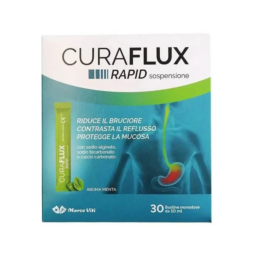 Marco Viti Curaflux Rapid Suspension - Reduces heartburn and helps prevent acid reflux, 30 packets