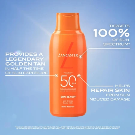 Lancaster Sun Beauty SPF 30 fluweelzachte zonnebrandlotion, hoge beschermingsfactor, 400 ml