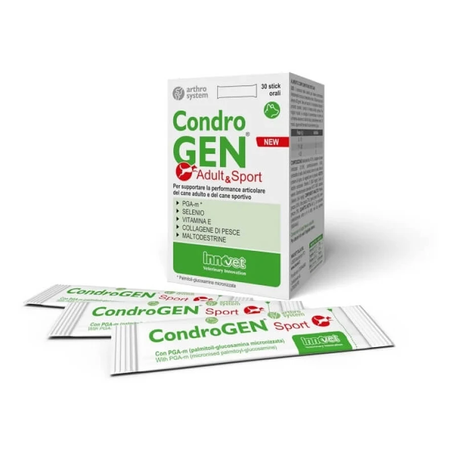 Innovet Condrogen Adult &amp; Sport - Alimento complementario para el cuidado de las articulaciones en perros adultos, 30 sobres
