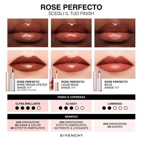 Sérum Givenchy Rose Perfecto Shine - Rouge à lèvres hybride n° 117 Chilling Brown