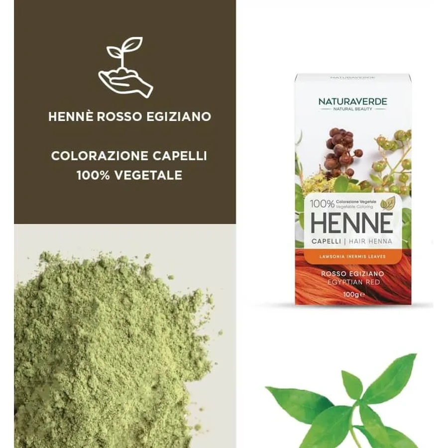 Naturaverde Henna – Ägyptisches rotes Haarfärbemittel auf pflanzlicher Basis, 100 g