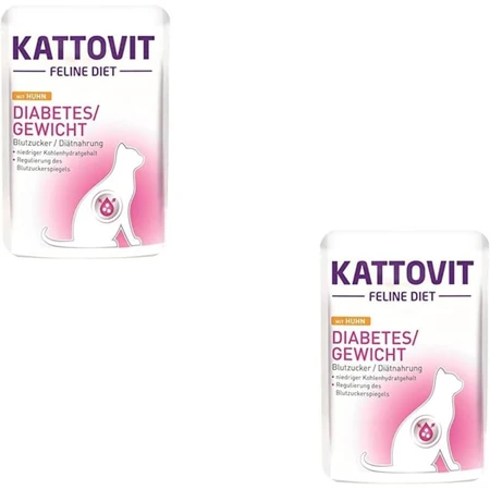 Kattovit Diabetes Chicken - Natvoer voor volwassen katten met diabetes en voor gewichtsbeheersing, 85 g