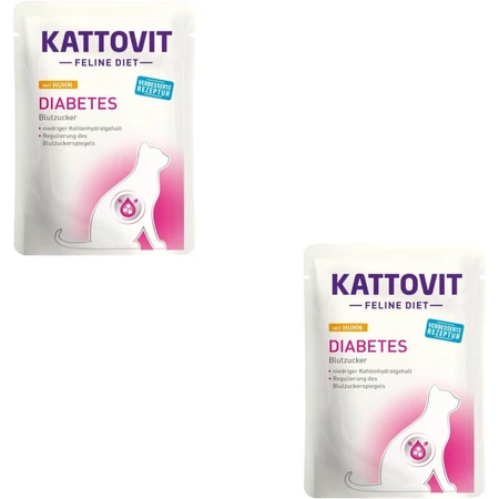 Kattovit Diabetes Chicken - Natvoer voor volwassen katten met diabetes en voor gewichtsbeheersing, 85 g