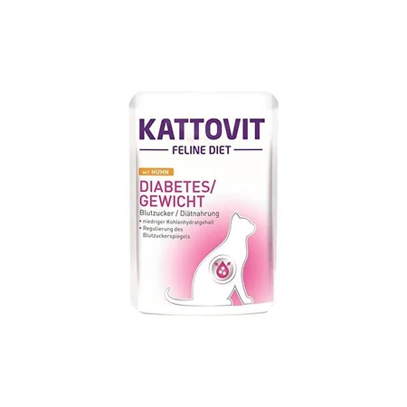 Kattovit Diabetes Chicken - Natvoer voor volwassen katten met diabetes en voor gewichtsbeheersing, 85 g