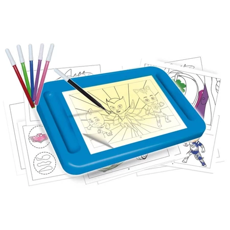 Lisciani PJ Masks Mal-Set – Leuchttisch zum Zeichnen und Nachzeichnen mit 32 Karten, 16 Blättern und 6 Stiften (A4-Format)