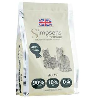 Simpsons Premium Adult 90%/10% mengsel van kip, vis en kalkoen – Volledig voer voor volwassen katten, 1,5 kg