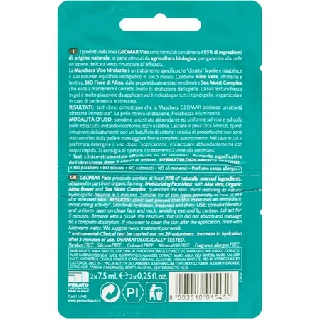 Geomar 5-Minute Face Mask - Hydraterend en stressverlagend met biologische heemstbloem en aloë vera, 2 doseringen, 15 ml