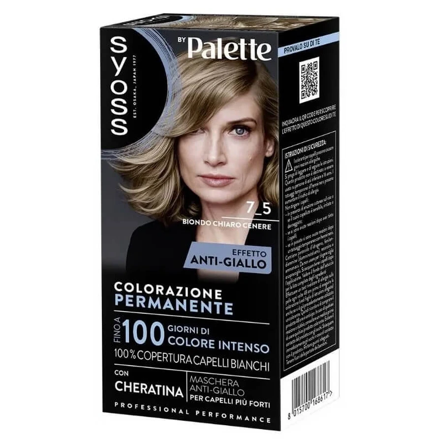 Syoss Haarfärbeset – Permanente Haarfarbe 7-5 Hell-Ascheblond