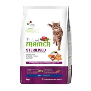 Natural Trainer Adult Sterilized Salmon - Complementary Food for Sterilized Cats, 3 kg
