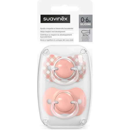 Suavinex Wild & Free - 2 chupetes de silicona Sx Pro, 0-6 meses, rosa