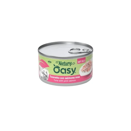 Oasy Wet Cat Natury Soft Jelly Tuna with Pink Salmon - Complementary Food for Adult Cats, 85 g