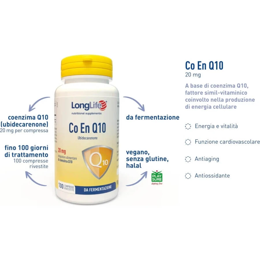Longlife Co-en-Q10 100 comprimés - Complément alimentaire pour la santé cardiovasculaire