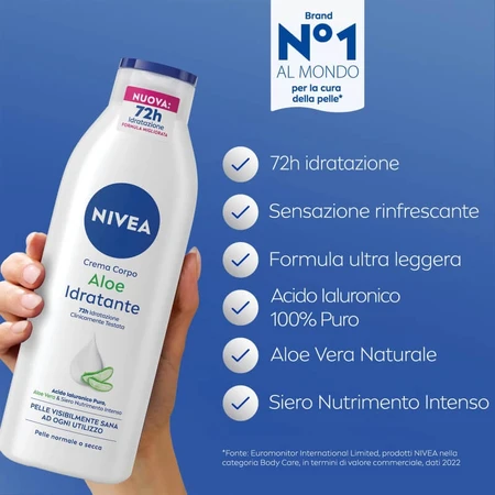 Crème hydratante Nivea à l'aloès 72 heures - Crème pour le corps pour peaux normales et sèches, 500 ml