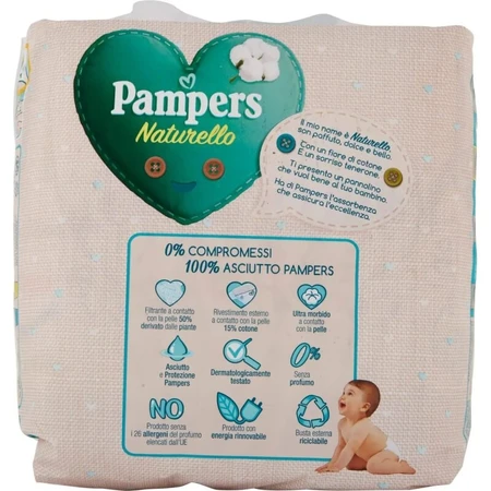 Pampers Naturello - 22 pañales con forro de algodón, talla 3 (4–9 kg)
