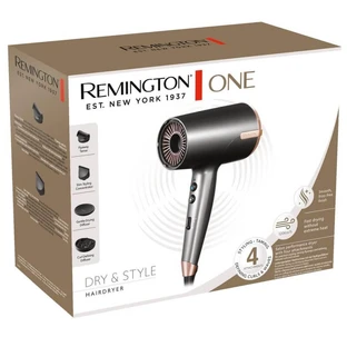 Remington One Dry &amp; Style – Haartrockner mit Thermacare-Sensor, Ionen-Technologie, 2000 W und 4 bronzefarbenen Aufsätzen