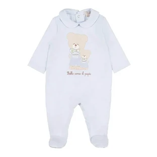Nanan light blue pure cotton onesie with a bear and bow tie, size 3 months, 62 cm