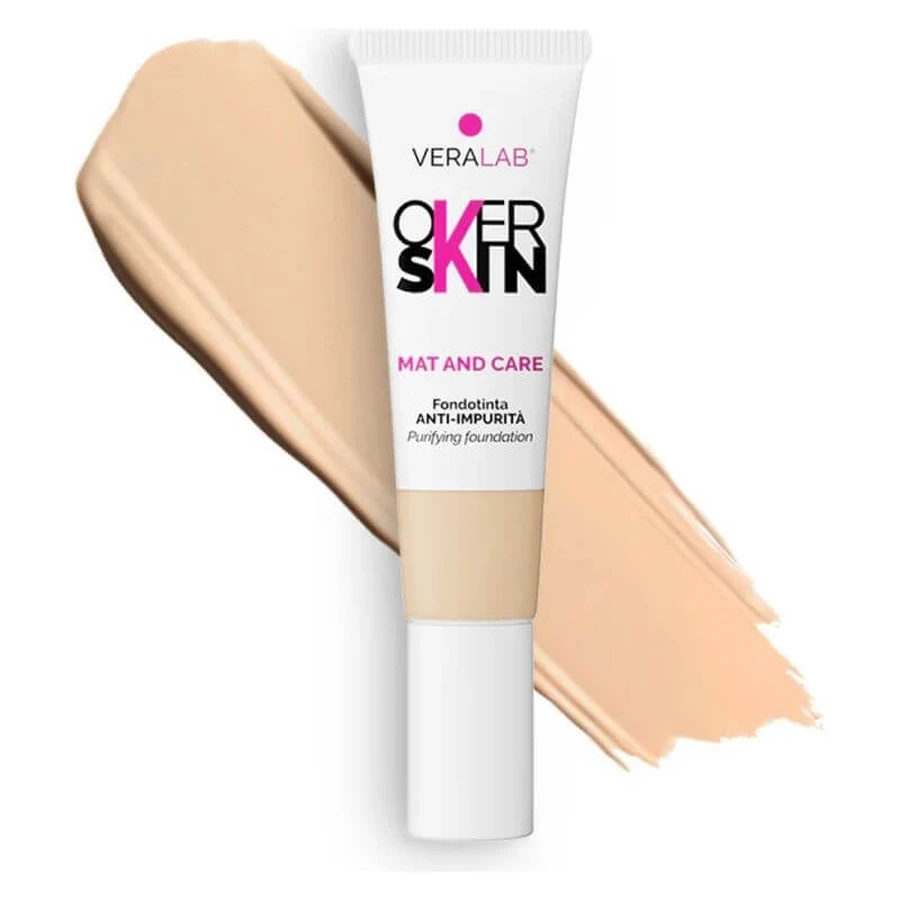Veralab Overskin Mat and Care - Anti-Blemish Foundation No. 3.5 Light Honey
