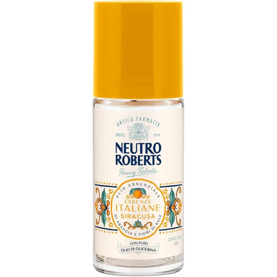 Neutro Roberts Italian Essences Syracuse - Aluminum-Free, Stain-Resistant Roll-On Deodorant, 50 ml