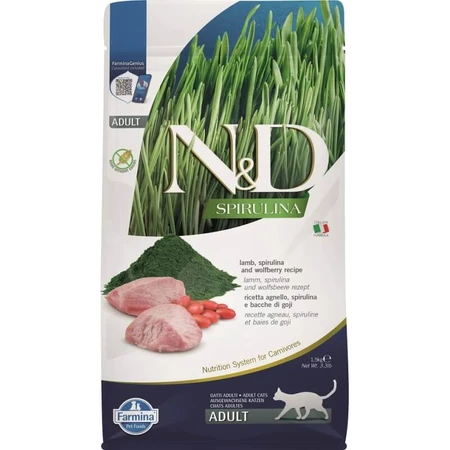 Farmina N&amp;d Spirulina Adult with Lamb - Complete Cat Food, 1.5 kg