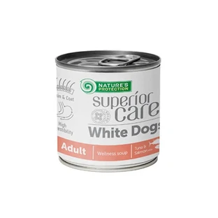 Nature's Protection Superior Care: Sopa para perros blancos con salmón y atún - Comida húmeda para perros adultos con pelaje de color claro, 140 ml