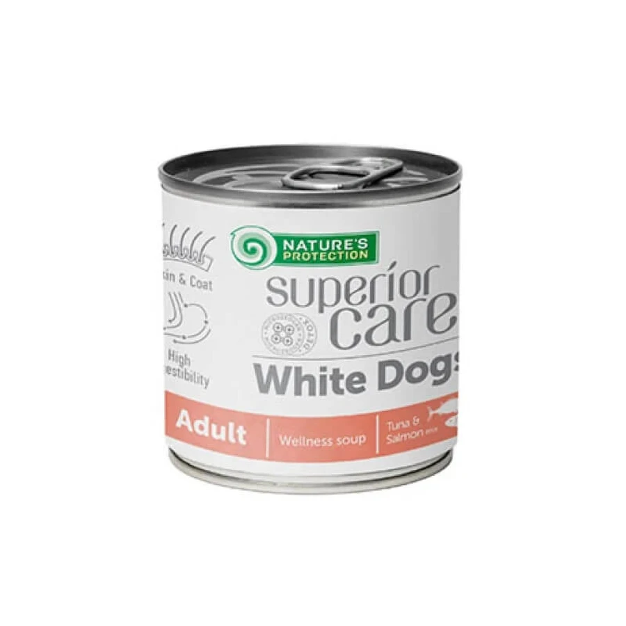 Nature's Protection Superior Care : soupe pour chiens blancs au saumon et au thon - Aliment humide pour chiens adultes au pelage clair, 140 ml