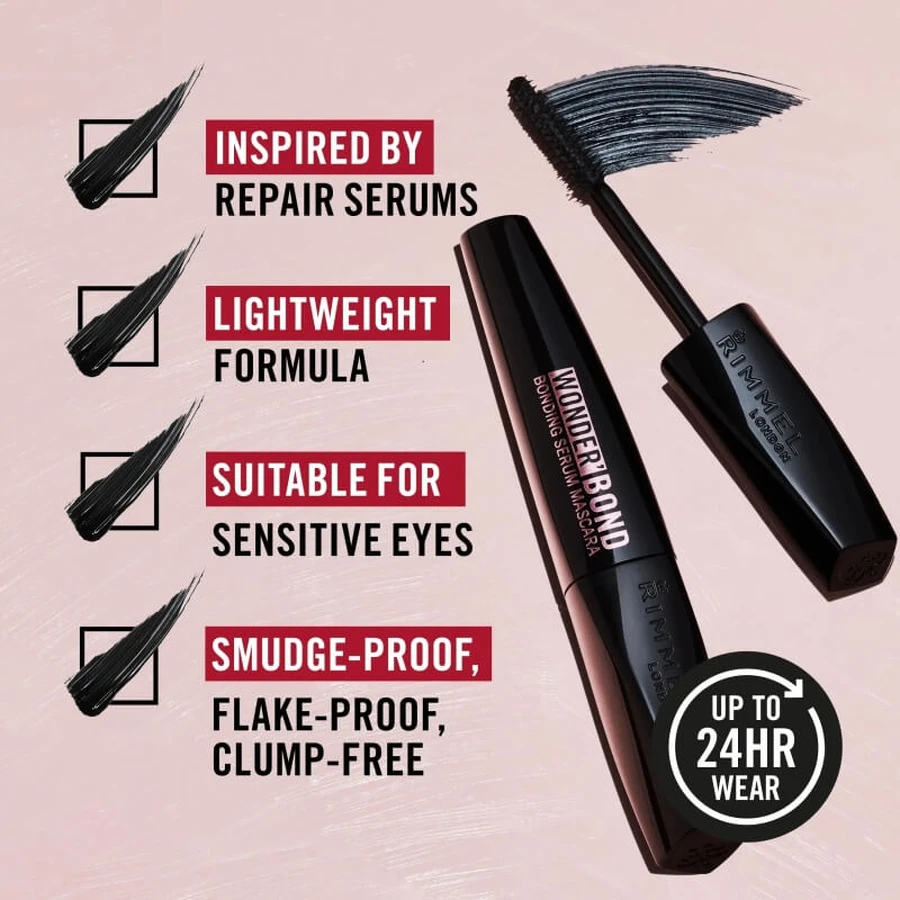 Rimmel Wonder'Bond - Mascara met herstellend serum nr. 001 Zwart
