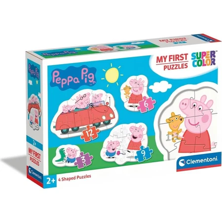 Clementoni Supercolor „Mein erstes Peppa Pig“-Puzzle – 4 Puzzles in verschiedenen Formen, ab 2 Jahren