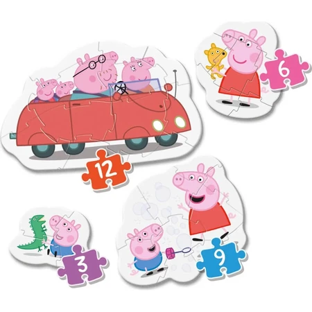 Clementoni Supercolor „Mein erstes Peppa Pig“-Puzzle – 4 Puzzles in verschiedenen Formen, ab 2 Jahren