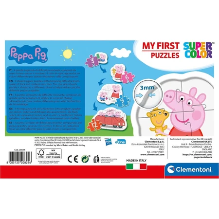 Clementoni Supercolor „Mein erstes Peppa Pig“-Puzzle – 4 Puzzles in verschiedenen Formen, ab 2 Jahren