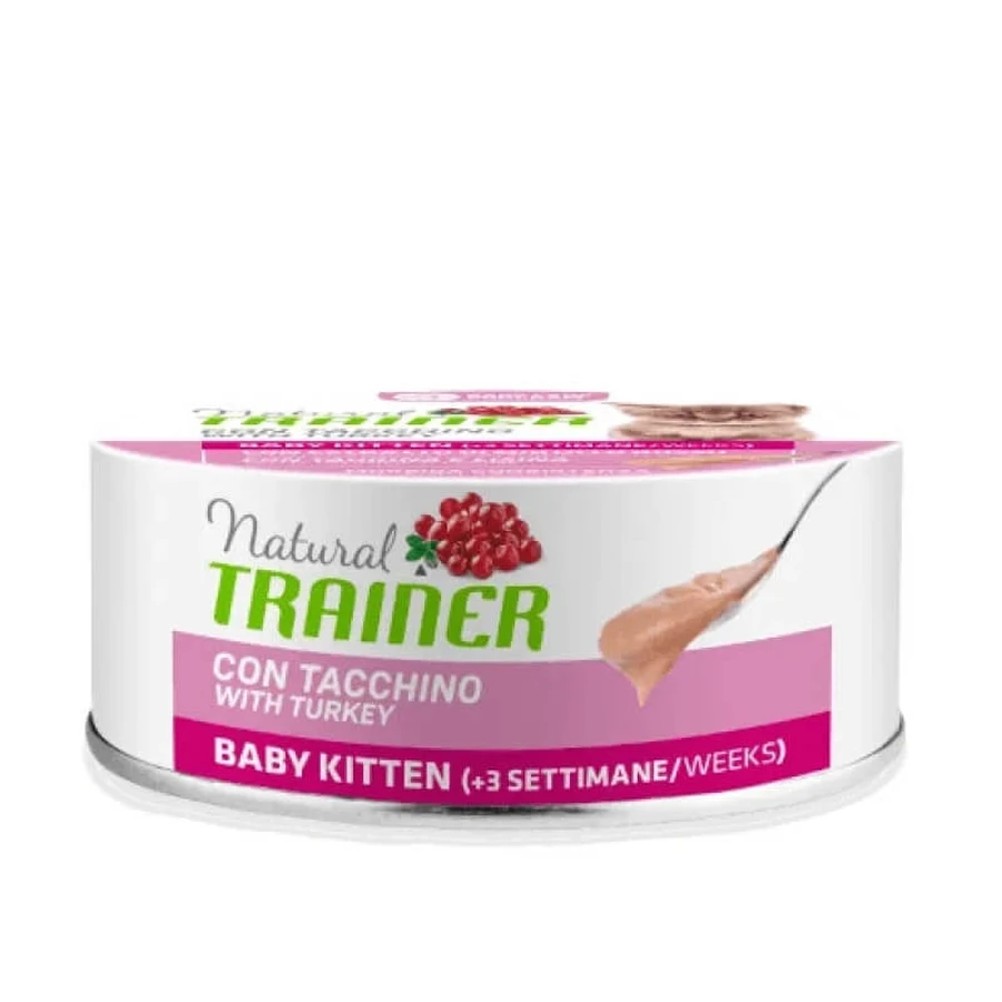 Natural Trainer Baby Kitten Turkey - Wet Food for Weaning Kittens, 80 g