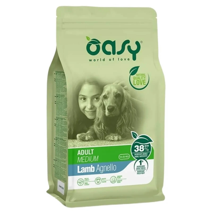 Oasy Adult Medium Lamb - Aliment complet pour chiens adultes de taille moyenne, 3 kg
