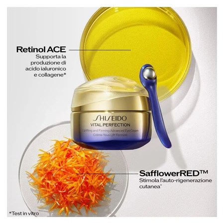 Crème contour des yeux avancée Vital Perfection de Shiseido, liftante et raffermissante - Crème contour des yeux raffermissante 15 ml + accessoire de massage