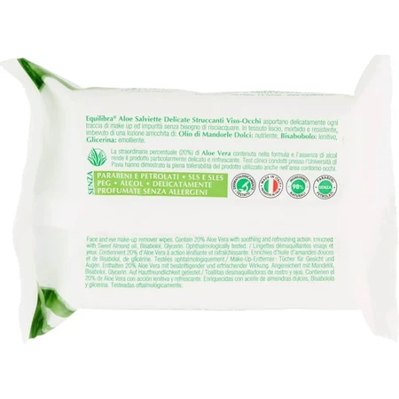 Equilibra Aloe – 25 sanfte Make-up-Entferner-Tücher für Gesicht und Augen