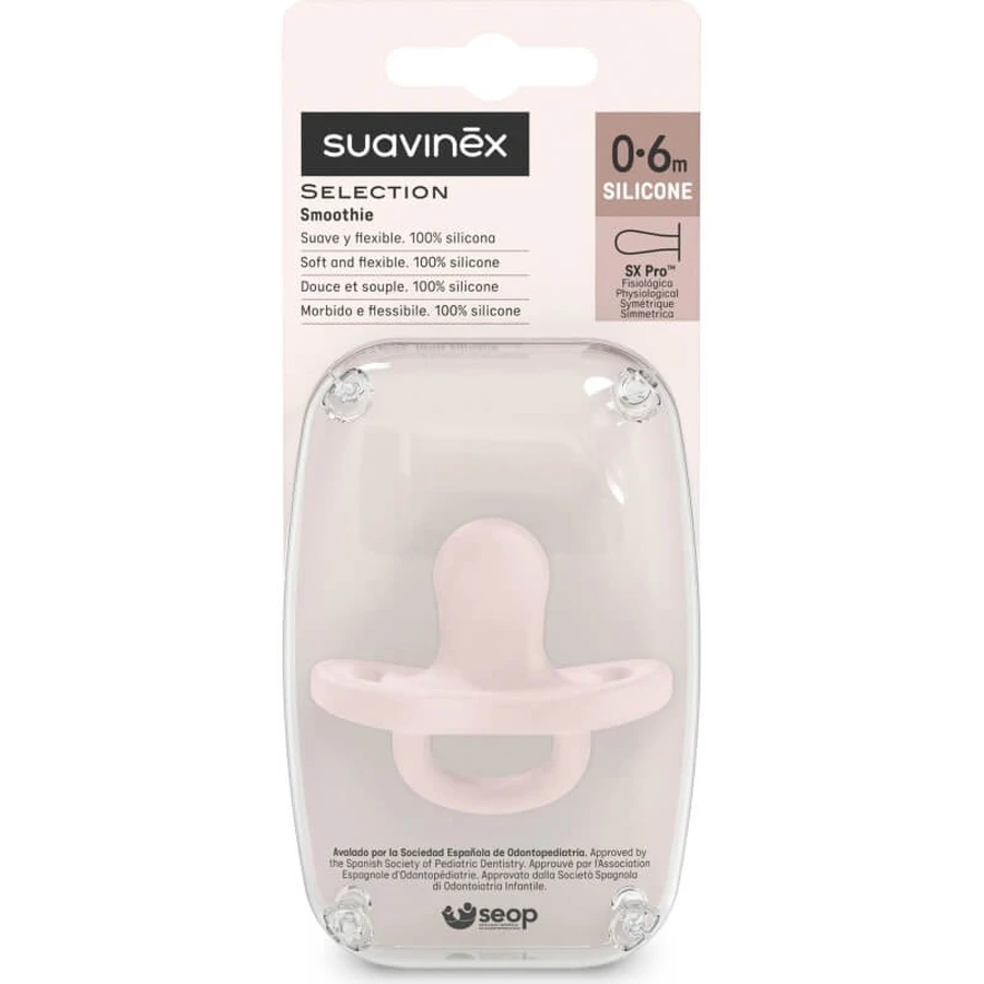 Suavinex Color Essence - Sucette en silicone pour bébés de 0 à 6 mois - Eau de rose