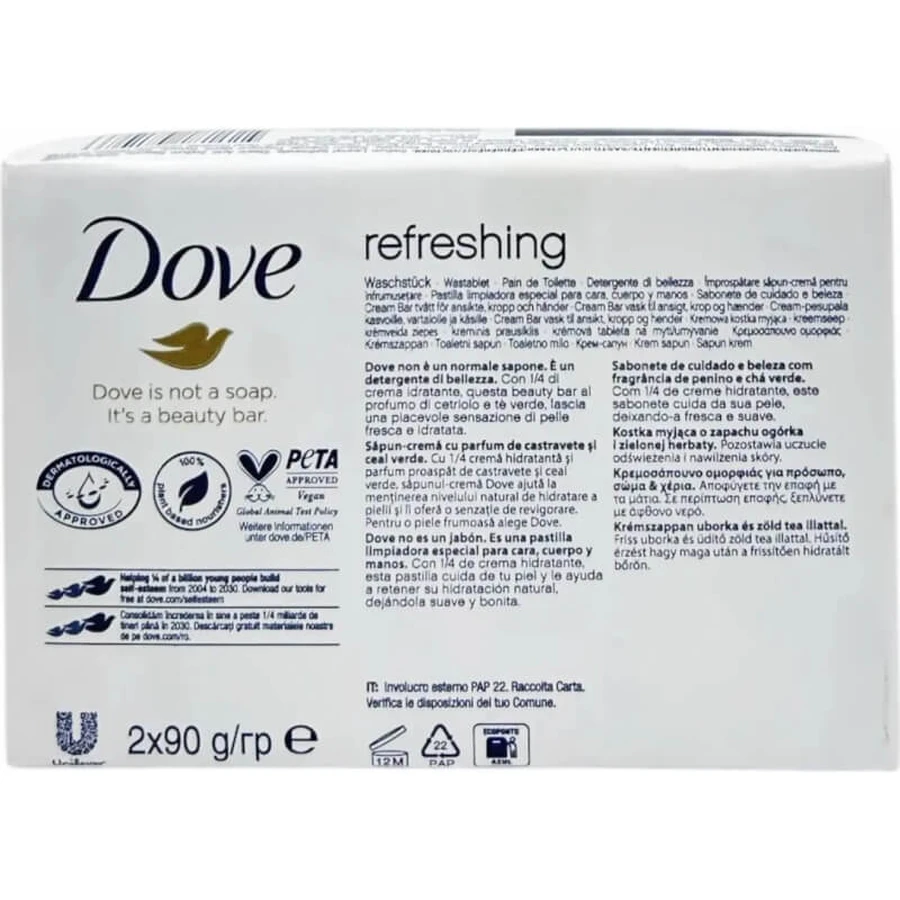Dove Beauty Cream Bar Refreshing – 2 Stück à 90 g