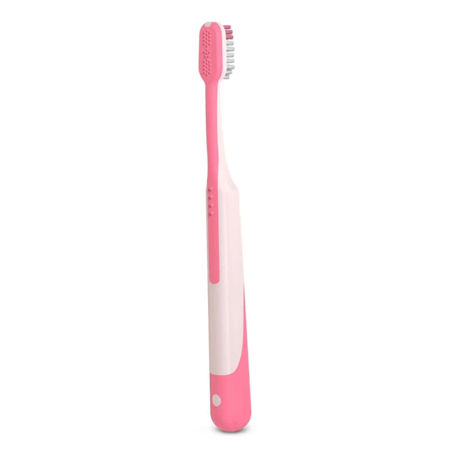 Suavinex Oralcare Junior - Cepillo de dientes manual para mayores de 6 años con funda protectora rosa