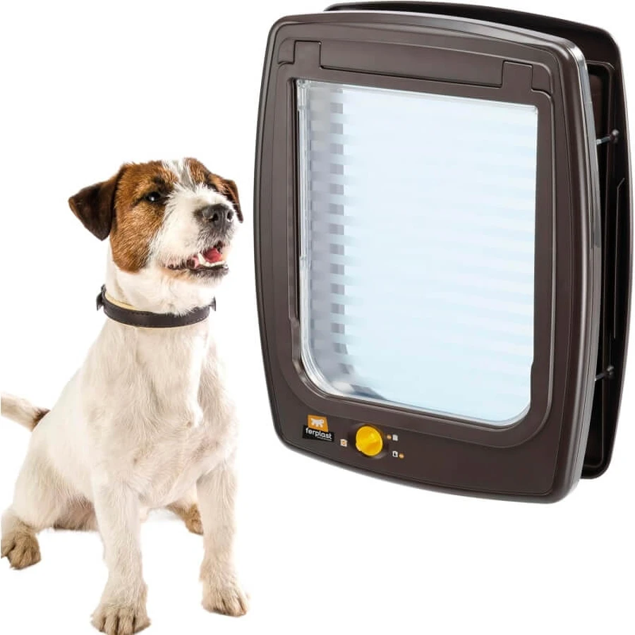 Ferplast Swing 11 Braun – Schwingtür für große Katzen und mittelgroße Hunde mit 4-Wege-Verriegelungsmechanismus, 31 x 9,6 x H 38,4 cm