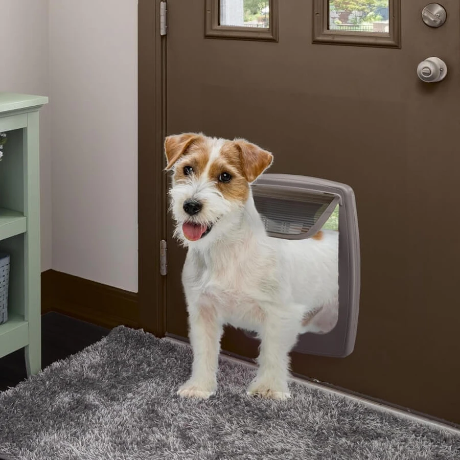 Ferplast Swing 11 Braun – Schwingtür für große Katzen und mittelgroße Hunde mit 4-Wege-Verriegelungsmechanismus, 31 x 9,6 x H 38,4 cm