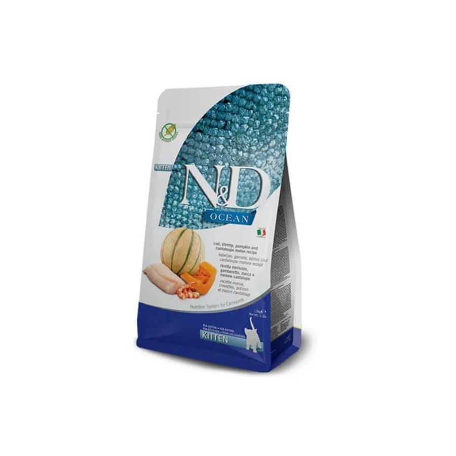 Farmina N&amp;d Ocean Kitten Kabeljau & Garnelen – Alleinfuttermittel für Kätzchen und säugende Katzen, 5 kg
