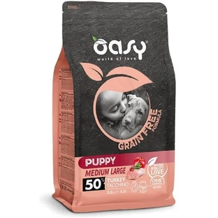 Oasy Puppy Dog sans céréales à la dinde pour races moyennes et grandes - Aliment complet pour chiots de races moyennes et grandes, 12 kg