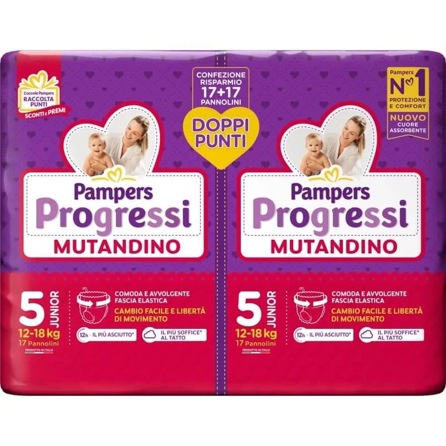 Pampers Progressi Pull-Ups - 34 pañales, talla 5 Junior (12–18 kg)